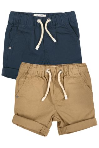 Navy/Stone Pull-On Shorts Two Pack (3mths-6yrs)